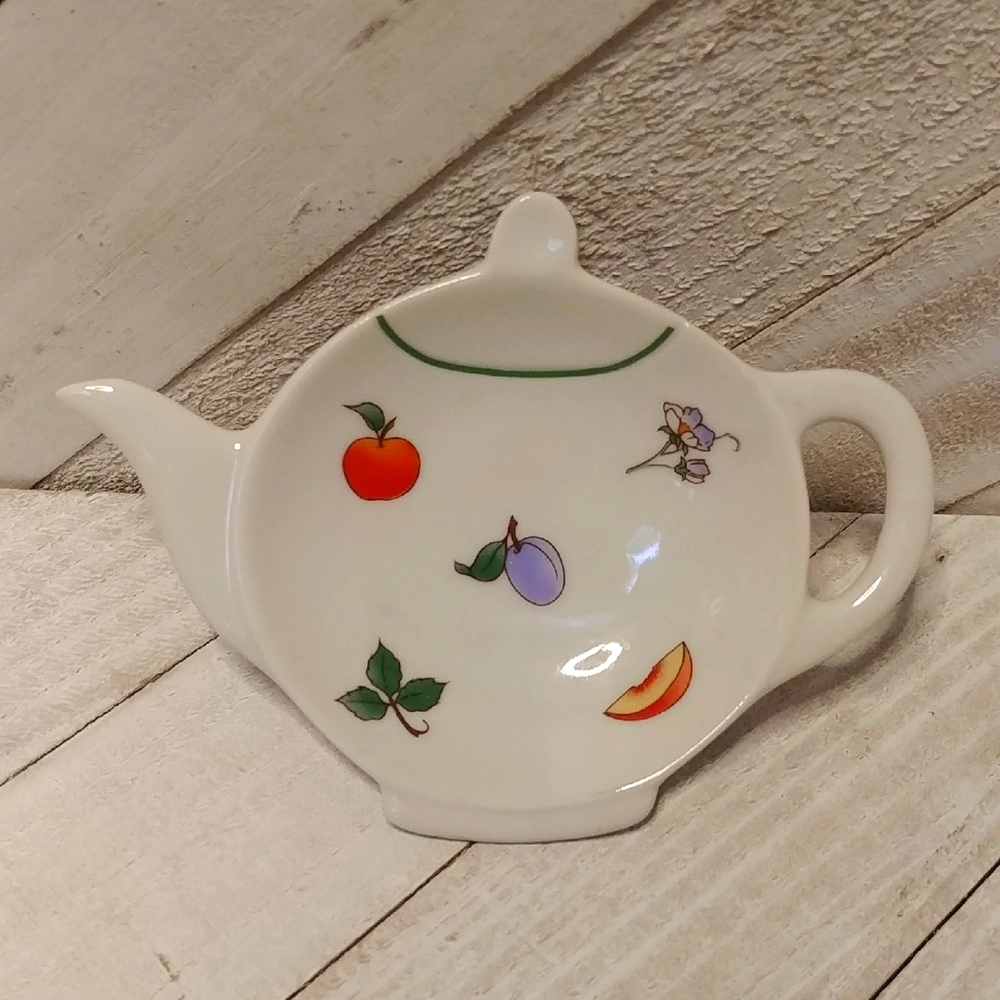 Shafford Tea Bag Rest Ambose Fruit And Plant Pattern Made In England